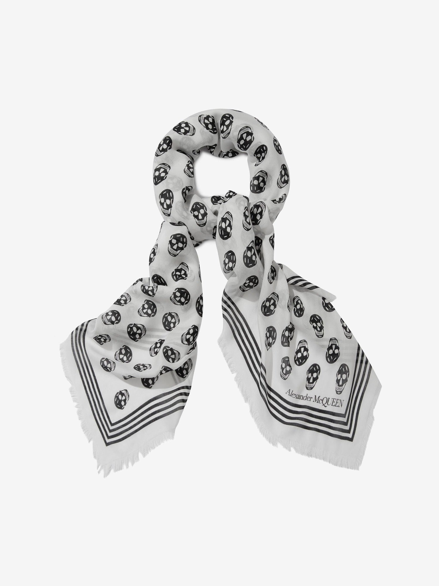 Biker Skull ivory & black Scarf - Ivory & Black
