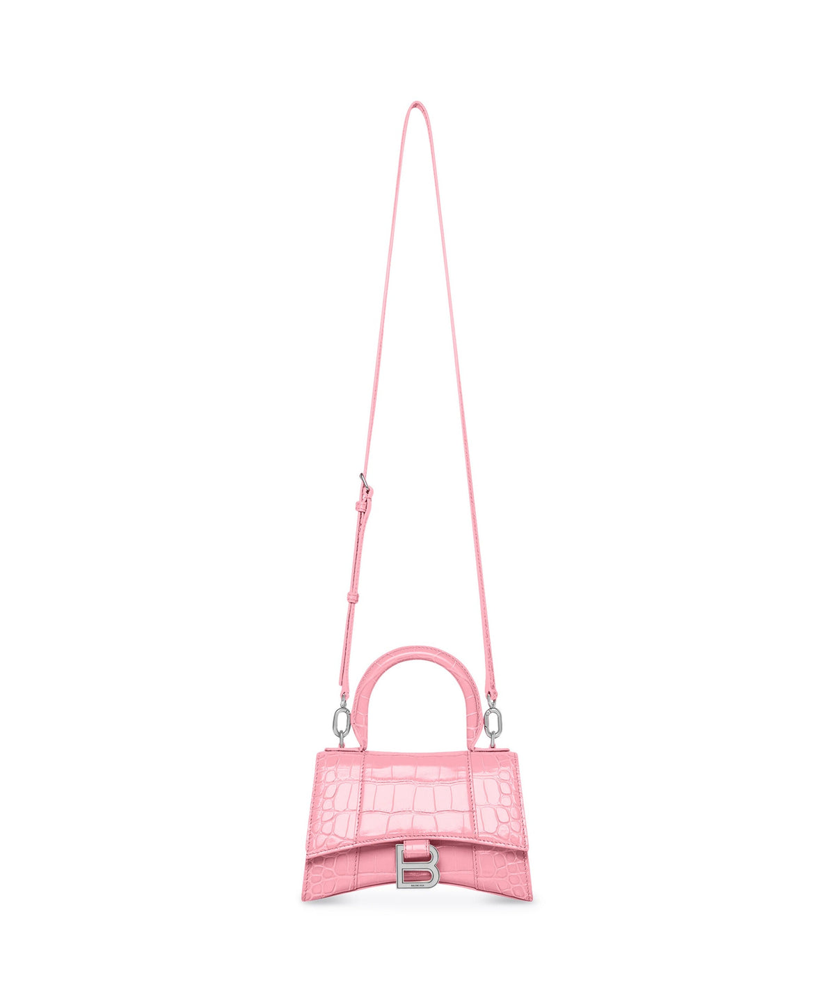 HOURGLASS / Hourglass XS Handbag Crocodile Embossed - Sweet Pink