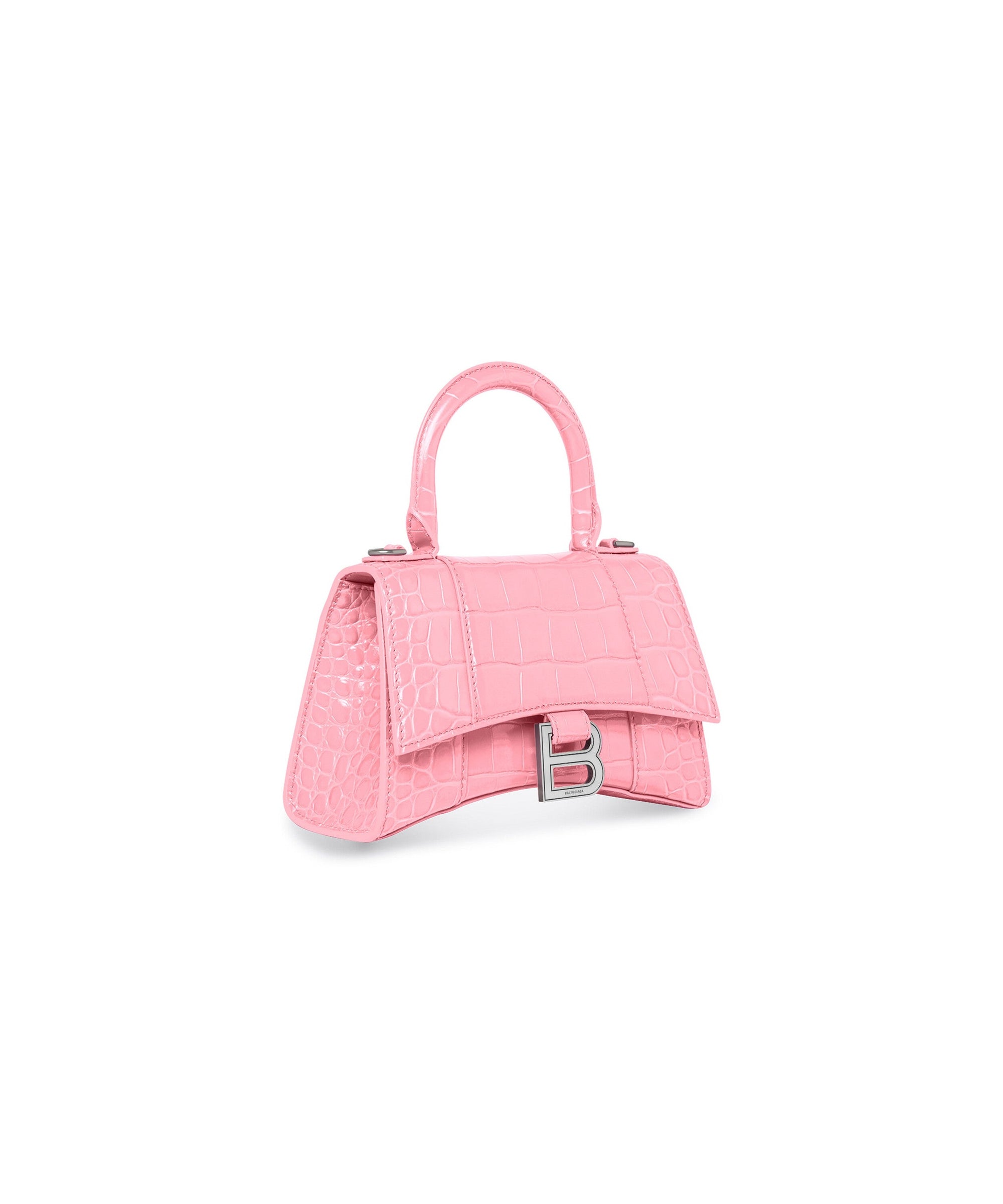 Hourglass XS Handbag Crocodile Embossed - Sweet Pink