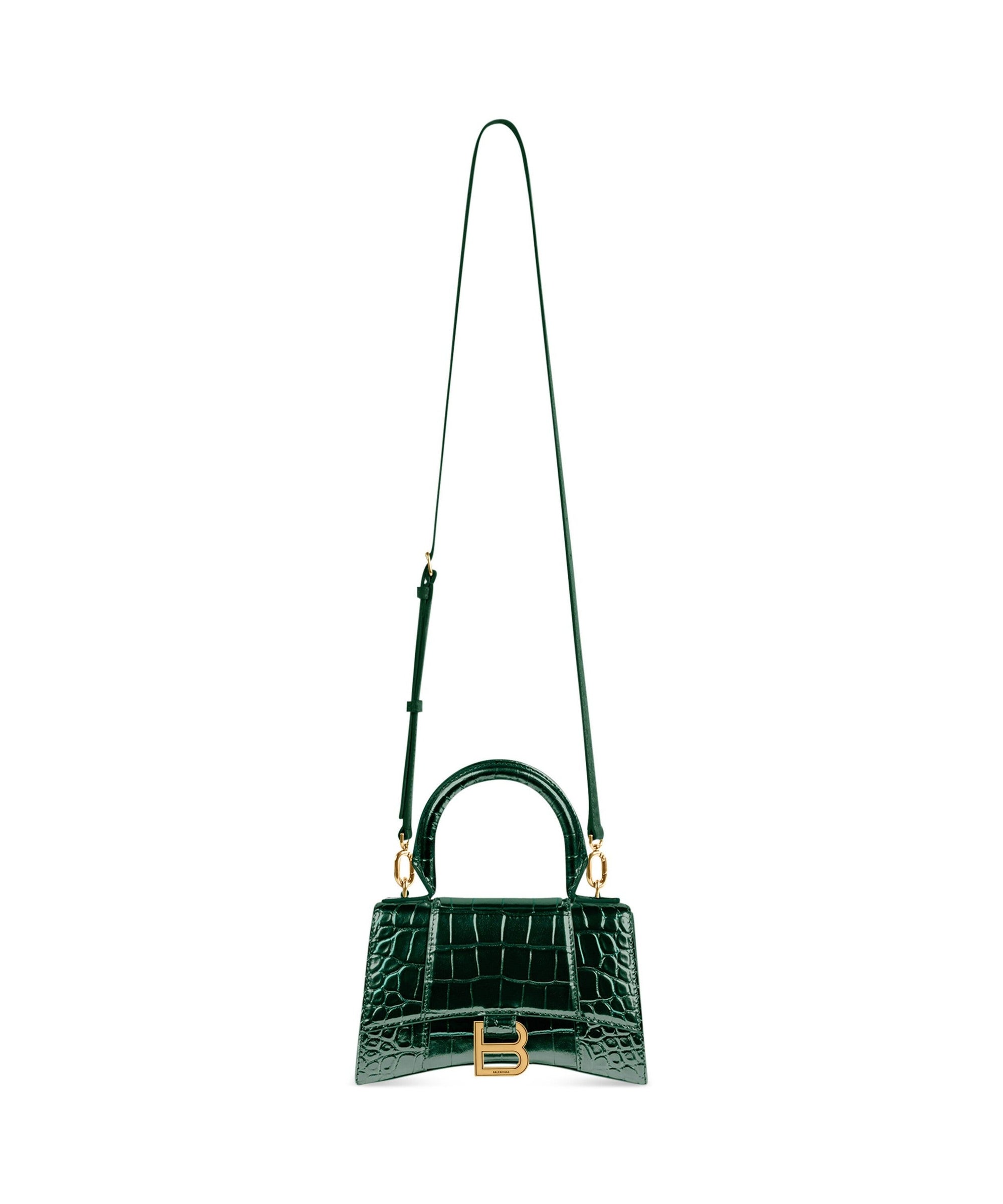 Hourglass XS Handbag Crocodile Embossed - Forest Green