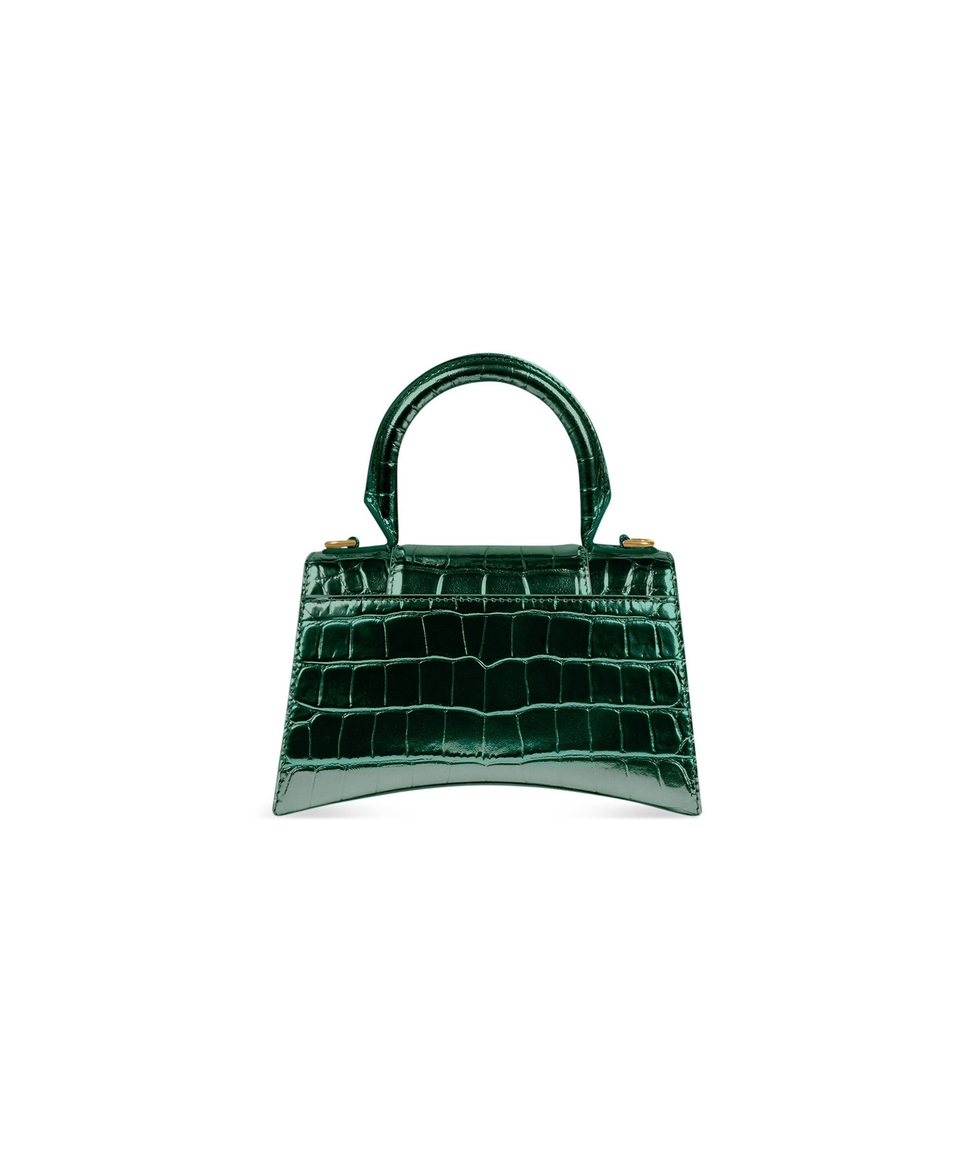 Hourglass XS Handbag Crocodile Embossed - Forest Green