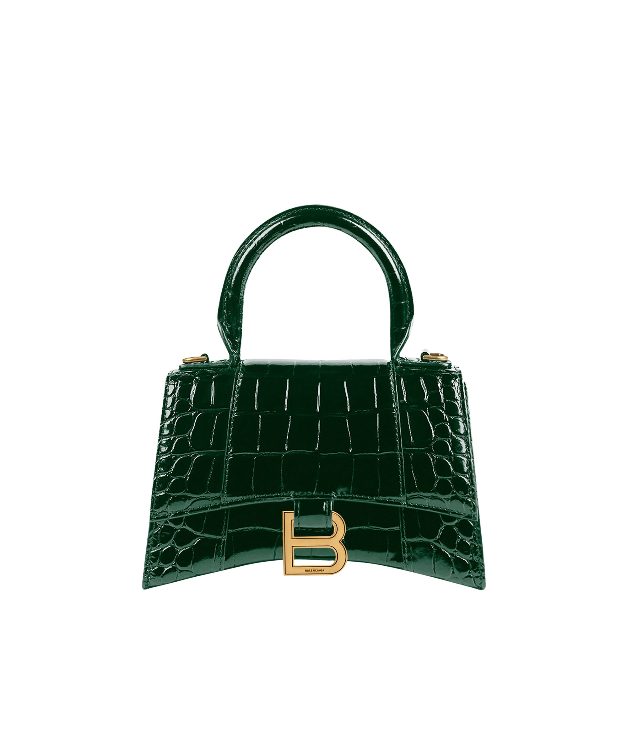 Hourglass XS Handbag Crocodile Embossed - Forest Green