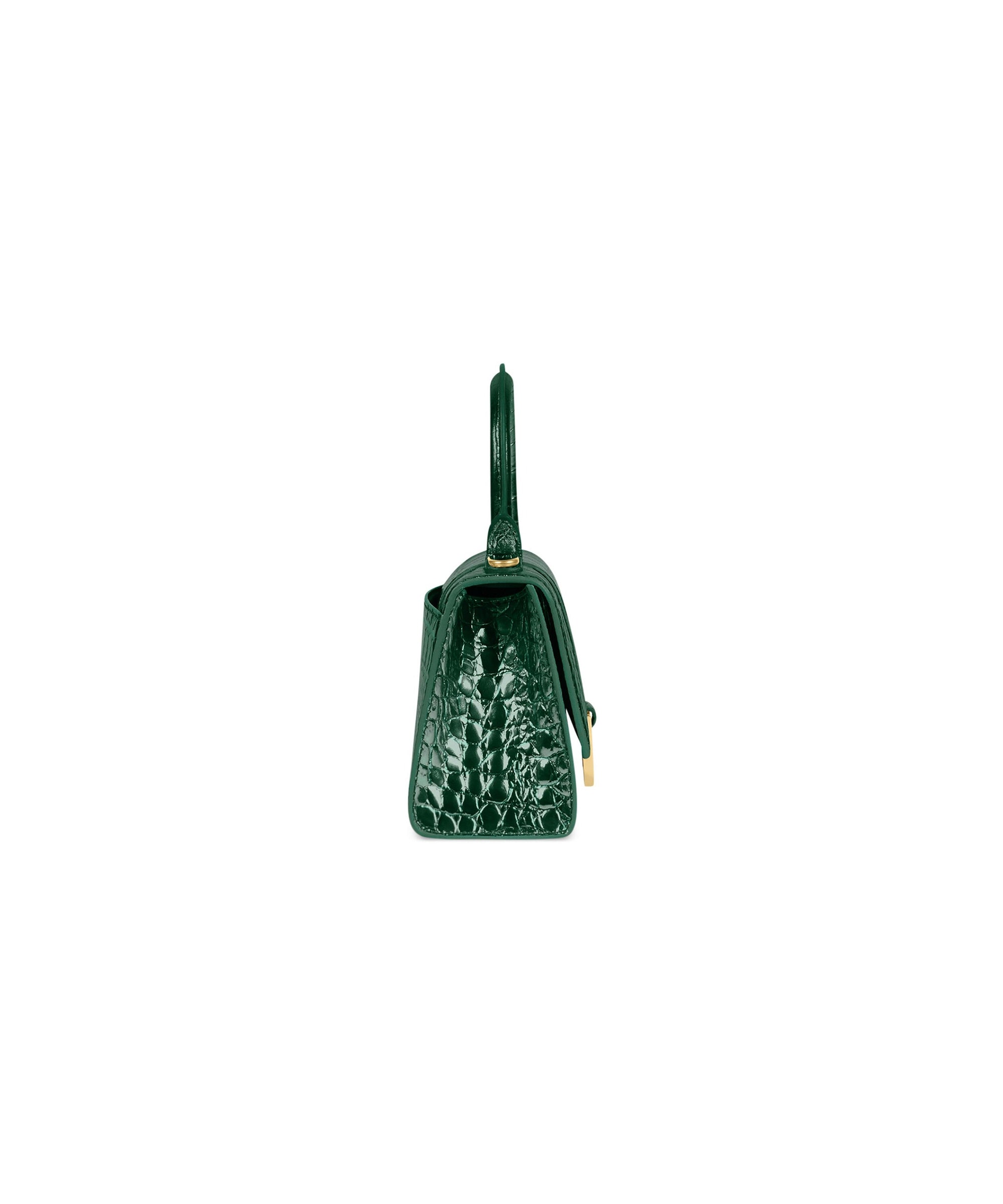 Hourglass XS Handbag Crocodile Embossed - Forest Green