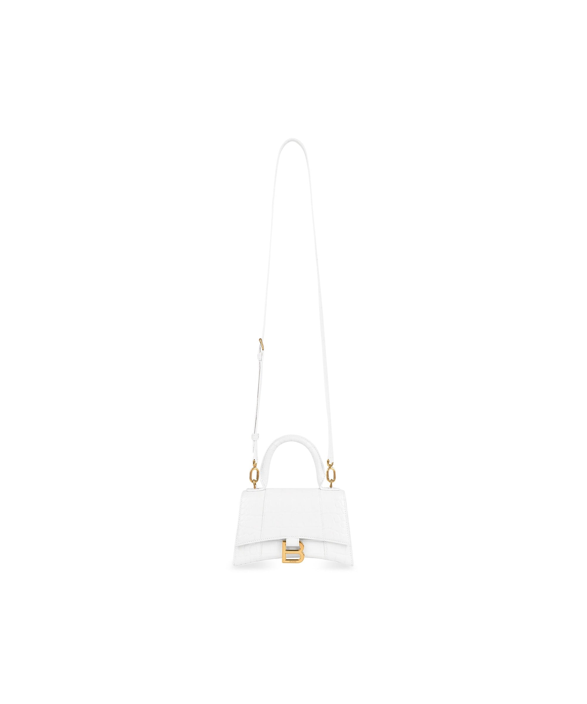 Hourglass XS Handbag Crocodile Embossed - White
