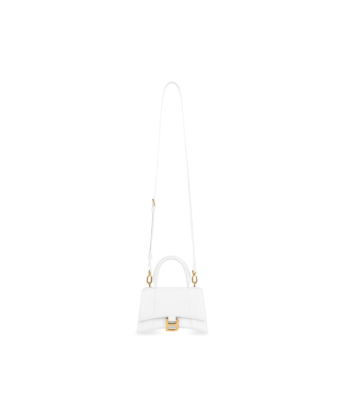 Hourglass XS Handbag Crocodile Embossed - White