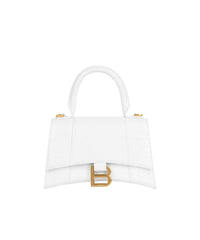 Hourglass XS Handbag Crocodile Embossed - White