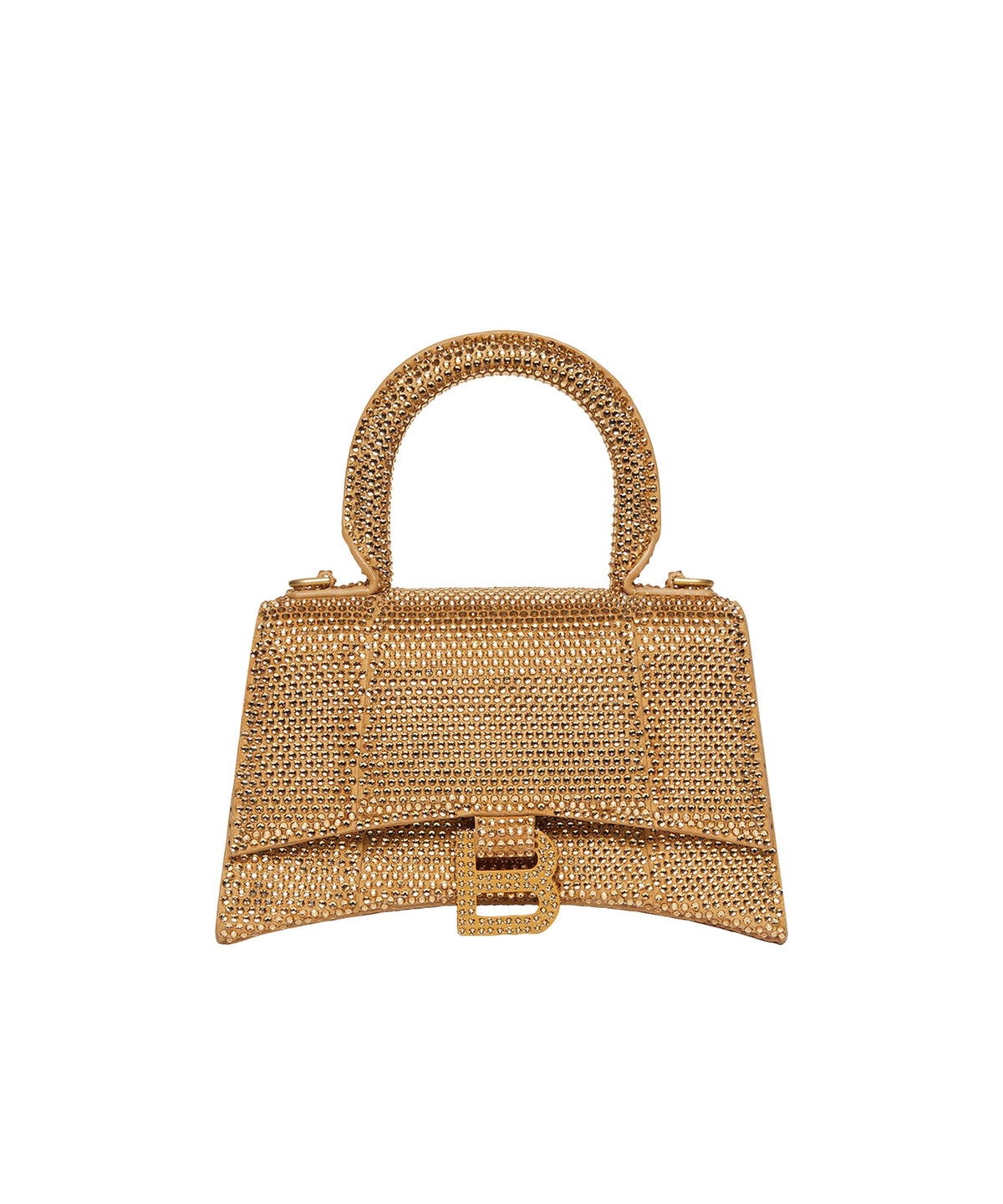 Hourglass XS Handbag With Rhinestones - Gold