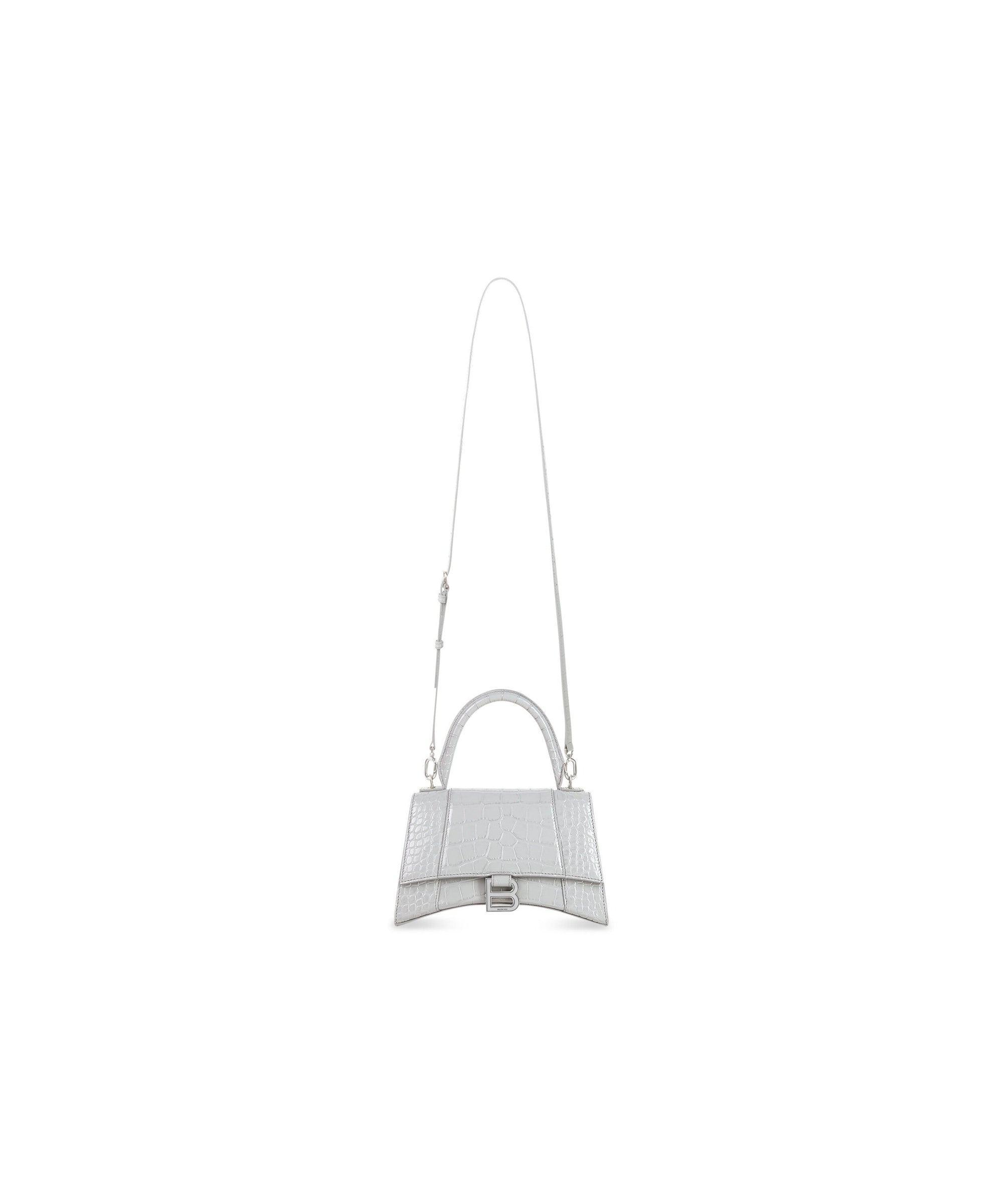 Hourglass Small Handbag Crocodile Embossed - Grey