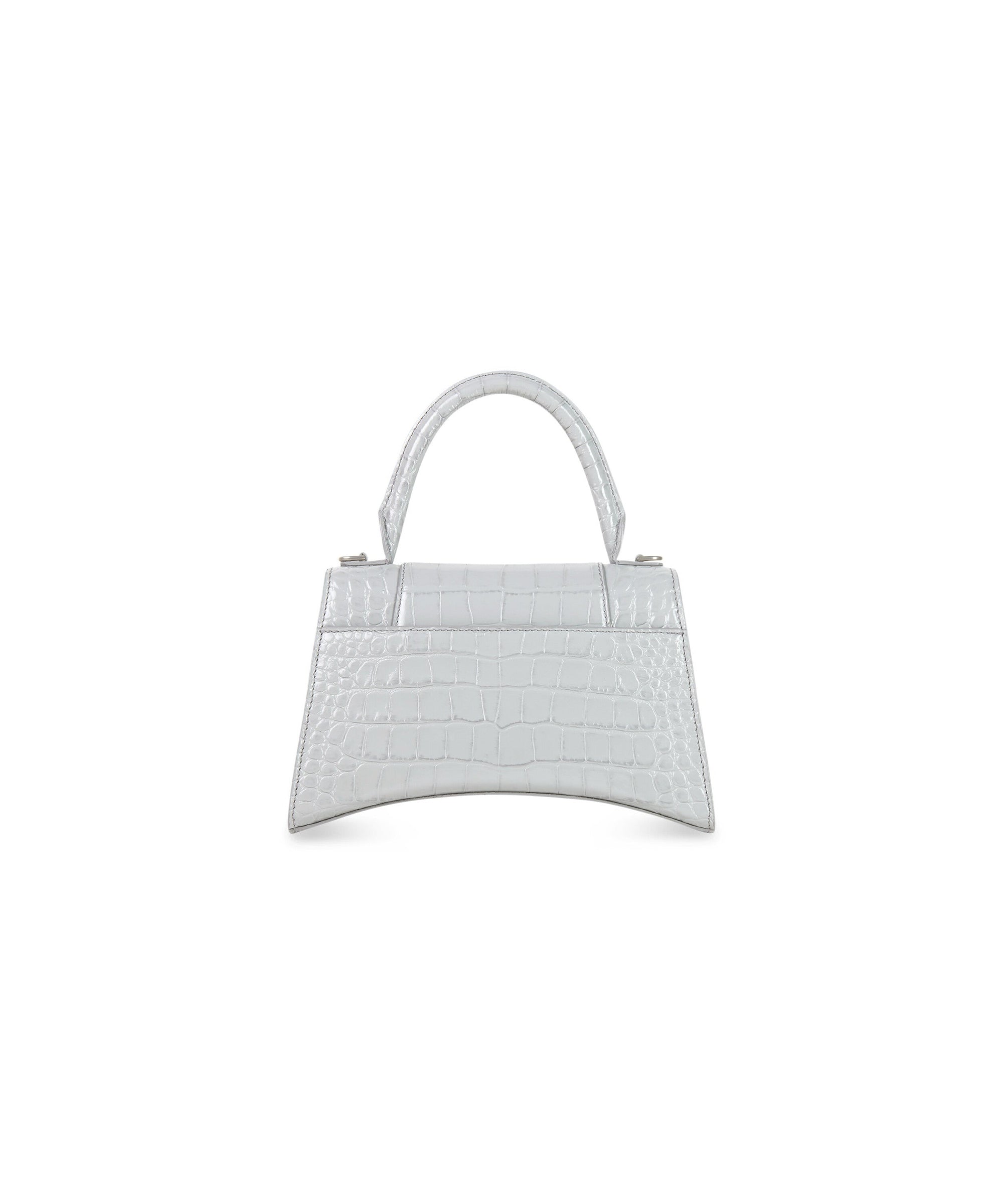 Hourglass Small Handbag Crocodile Embossed - Grey