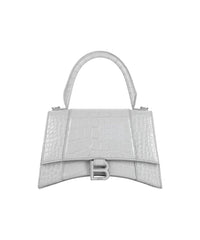 Hourglass Small Handbag Crocodile Embossed - Grey