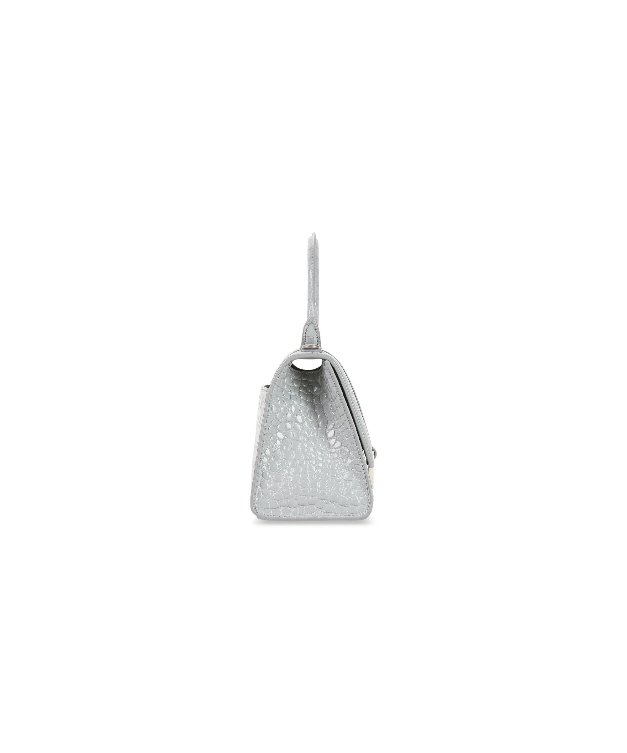 Hourglass Small Handbag Crocodile Embossed - Grey