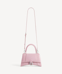 Hourglass Small Handbag Crocodile Embossed - Powder Pink