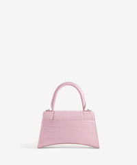 Hourglass Small Handbag Crocodile Embossed - Powder Pink