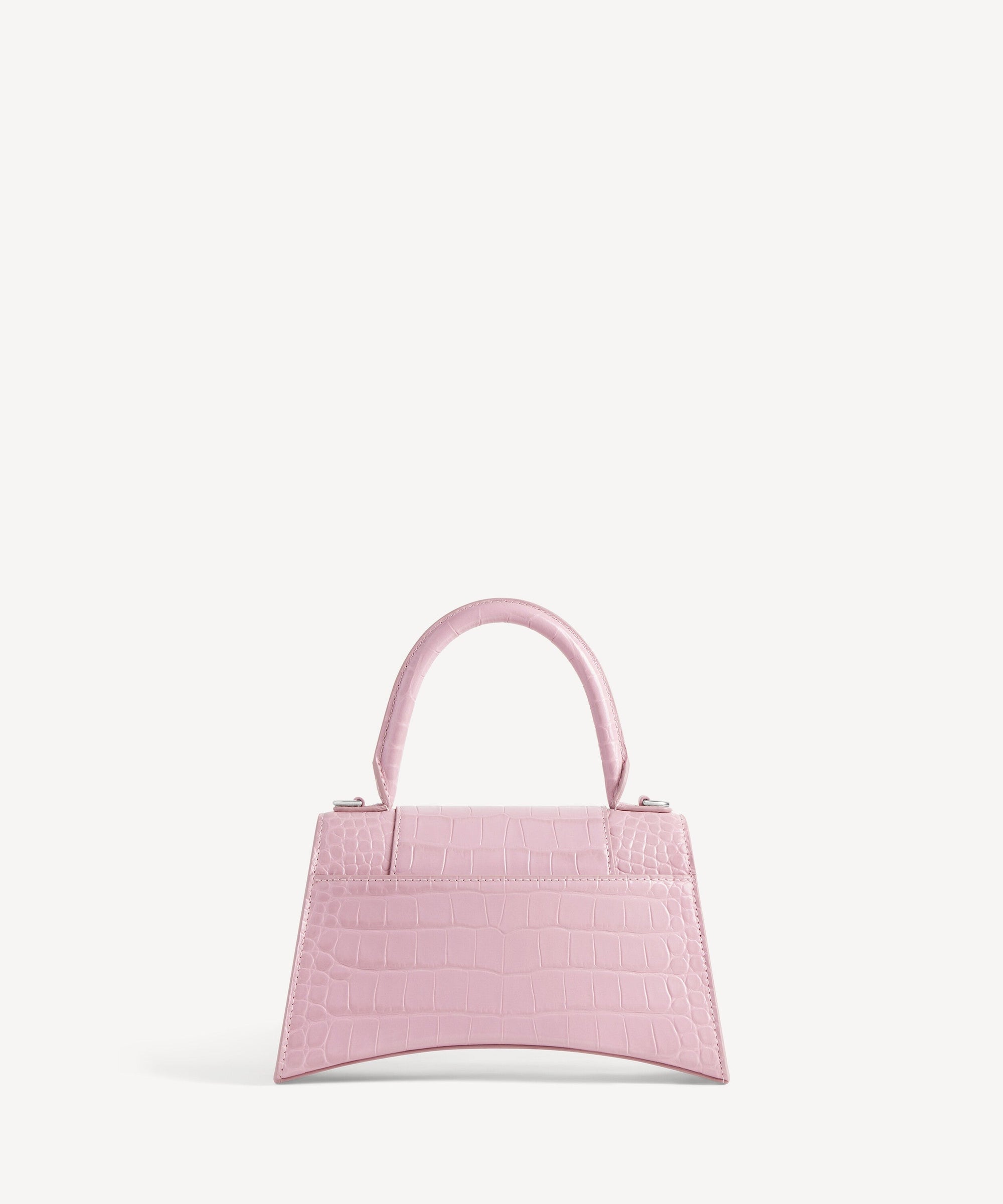 Hourglass Small Handbag Crocodile Embossed - Powder Pink