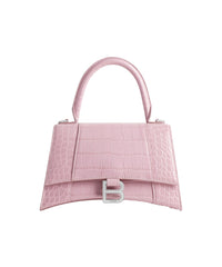 Hourglass Small Handbag Crocodile Embossed - Powder Pink