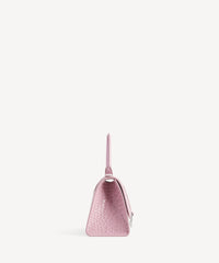 Hourglass Small Handbag Crocodile Embossed - Powder Pink