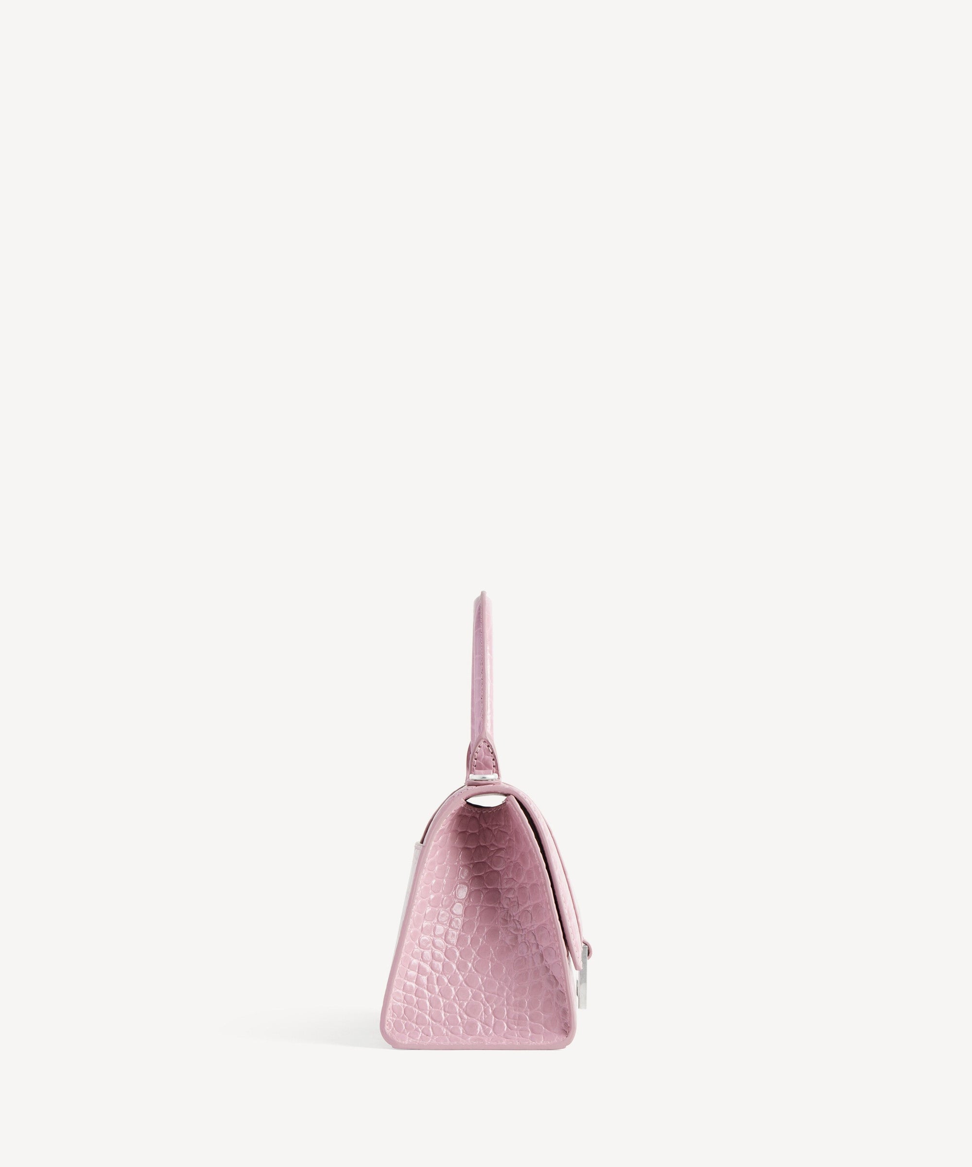 Hourglass Small Handbag Crocodile Embossed - Powder Pink