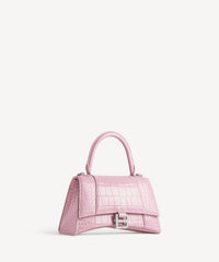 Hourglass Small Handbag Crocodile Embossed - Powder Pink