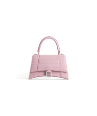 Hourglass Small Handbag Crocodile Embossed - Powder Pink