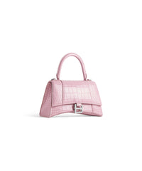 Hourglass Small Handbag Crocodile Embossed - Powder Pink