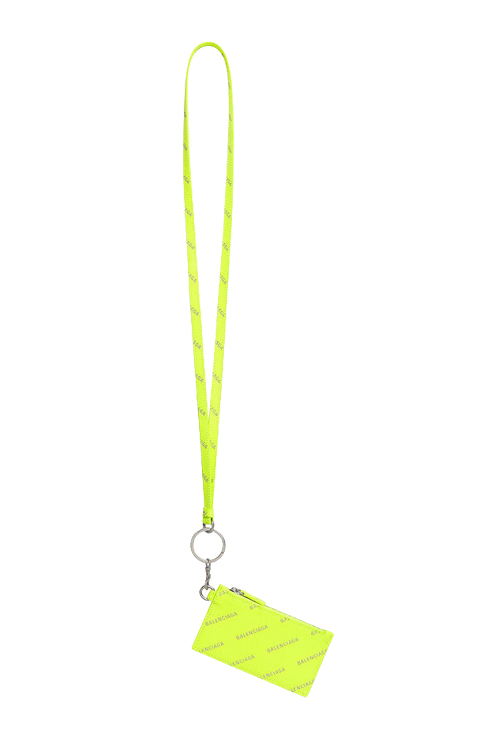 Cash Card Case fluo yellow On Keychain with Reflective Allover Logo - Fluo Yellow
