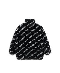 Allover Logo Fluffy Zip-up Jacket - Black & Ivory