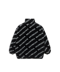 Allover Logo Fluffy Zip-up Jacket - Black & Ivory