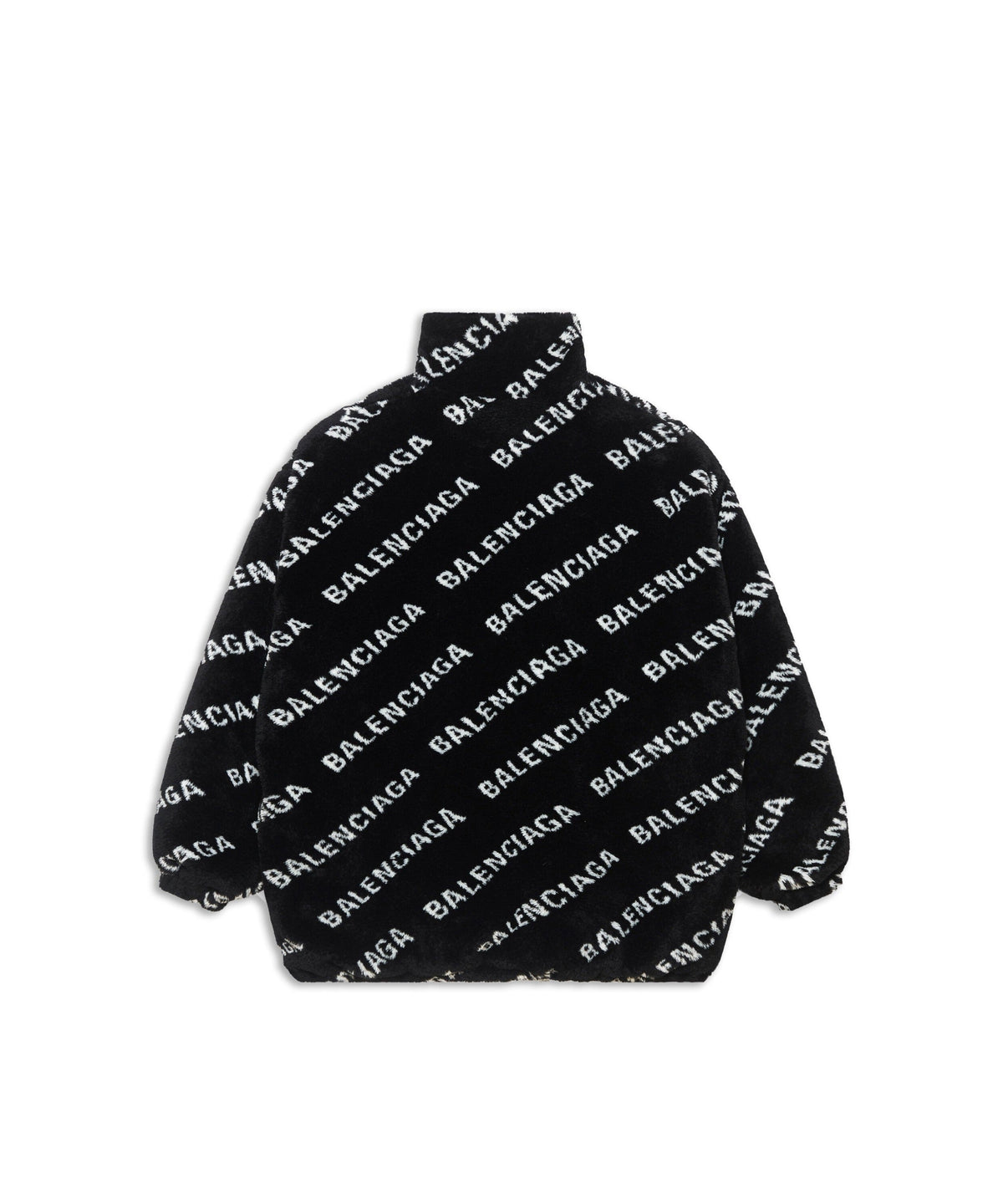 Allover Logo Fluffy Zip-up Jacket - Black & Ivory