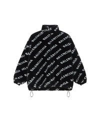 Allover Logo Fluffy Zip-up Jacket - Black & Ivory