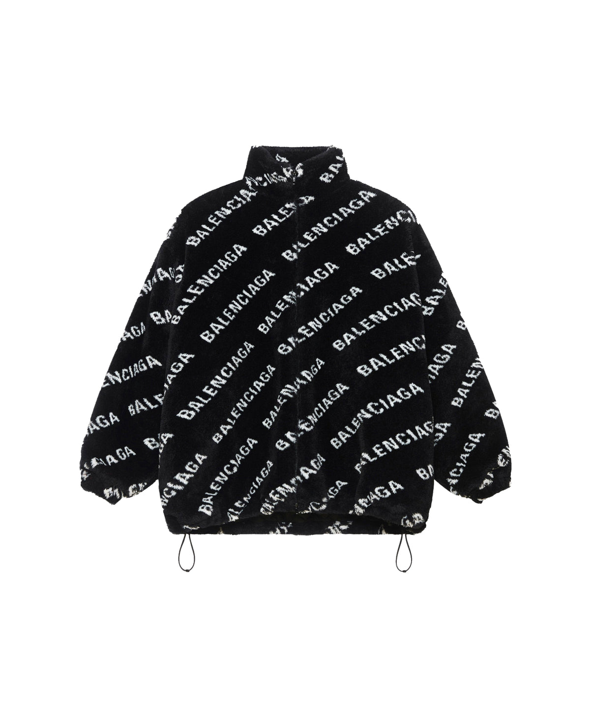 Allover Logo Fluffy Zip-up Jacket - Black & Ivory