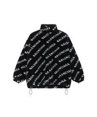 Allover Logo Fluffy Zip-up Jacket - Black & Ivory