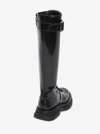 Slick Knee-High black & argento Boots - Black & Argento