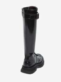 Slick Knee-High black & argento Boots - Black & Argento