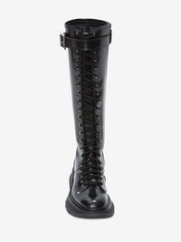 Slick Knee-High black & argento Boots - Black & Argento