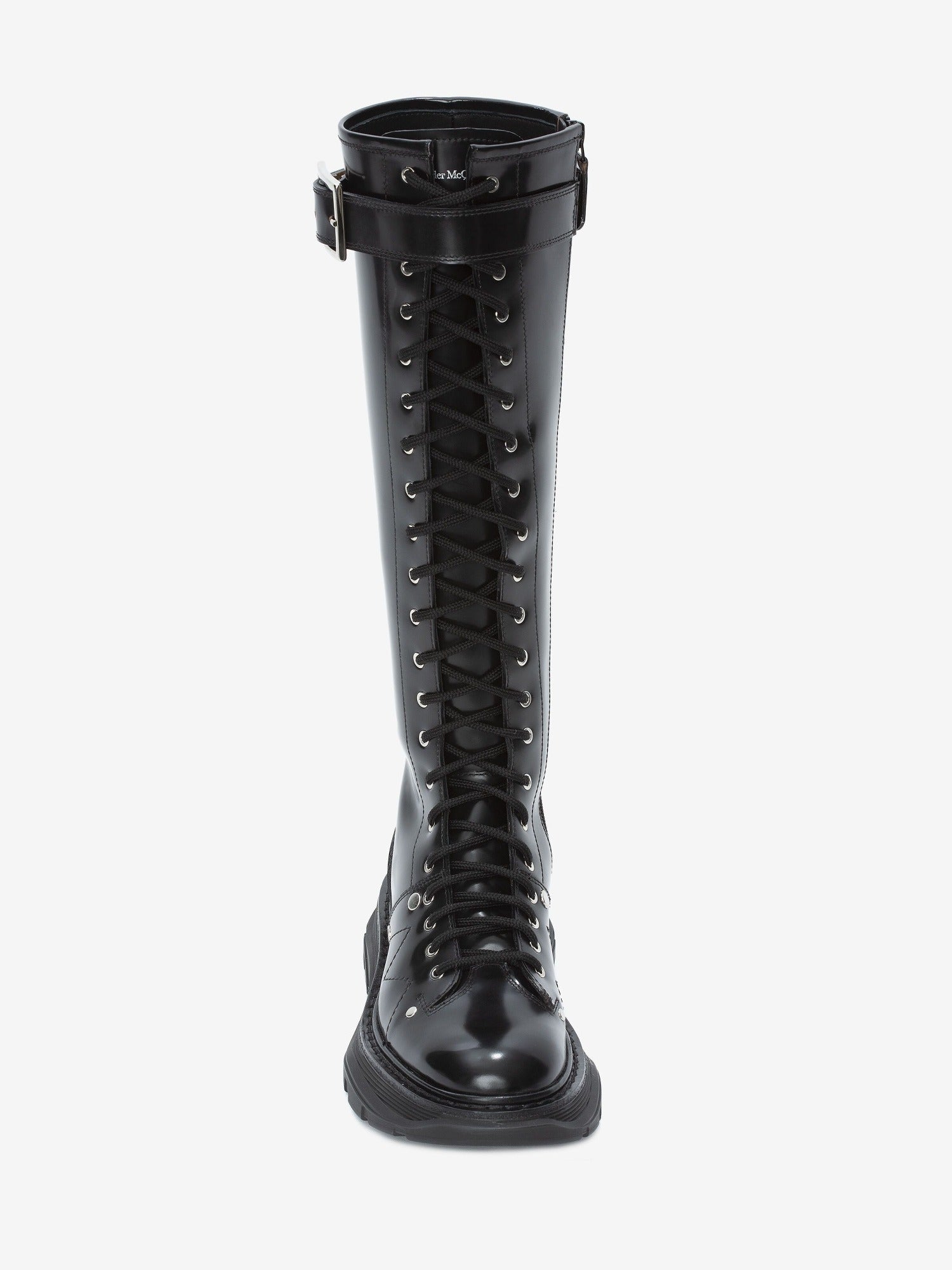 Slick Knee-High black & argento Boots - Black & Argento