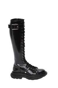Slick Knee-High black & argento Boots - Black & Argento