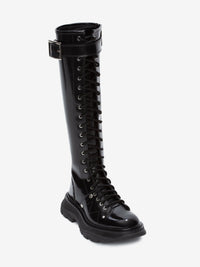Slick Knee-High black & argento Boots - Black & Argento