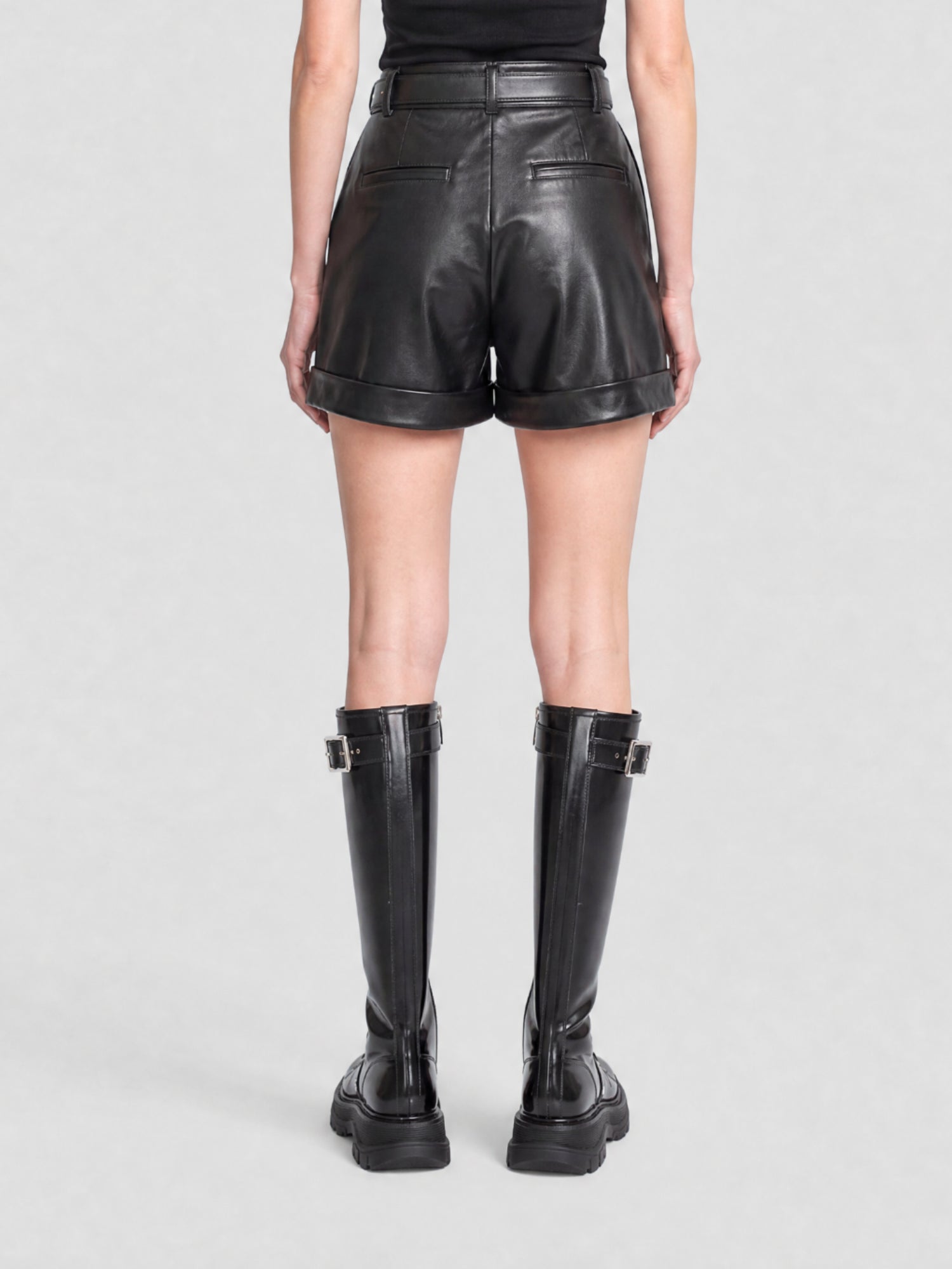 Slick Knee-High black & argento Boots - Black & Argento
