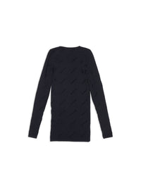 Allover Logo Flock black Top - Black