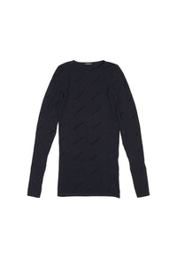 Allover Logo Flock black Top - Black