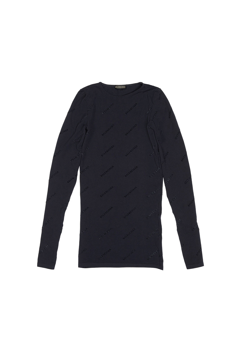 Allover Logo Flock black Top - Black