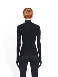 Allover Logo Flock black Top - Black