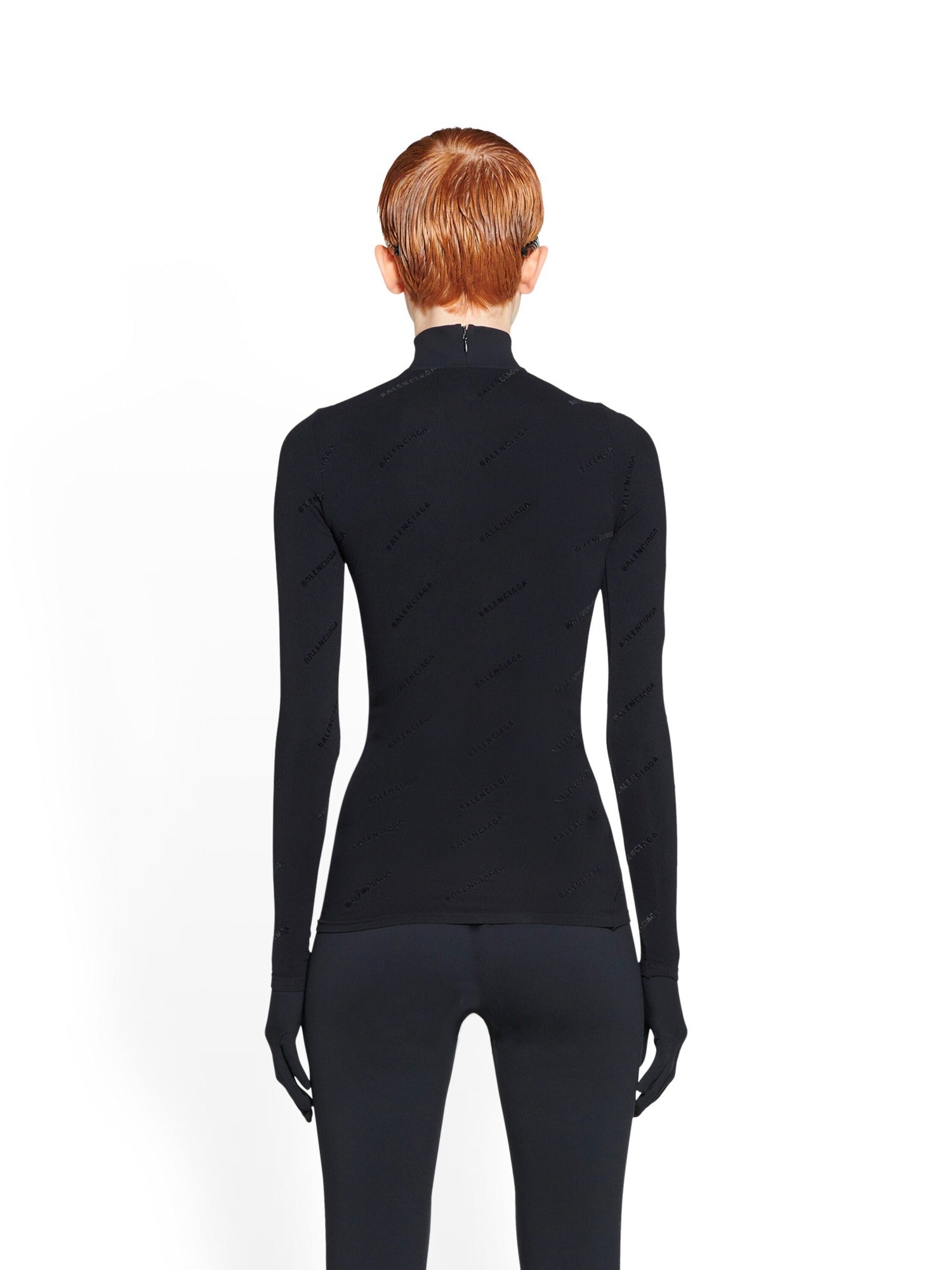 Allover Logo Flock black Top - Black