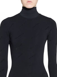 Allover Logo Flock black Top - Black