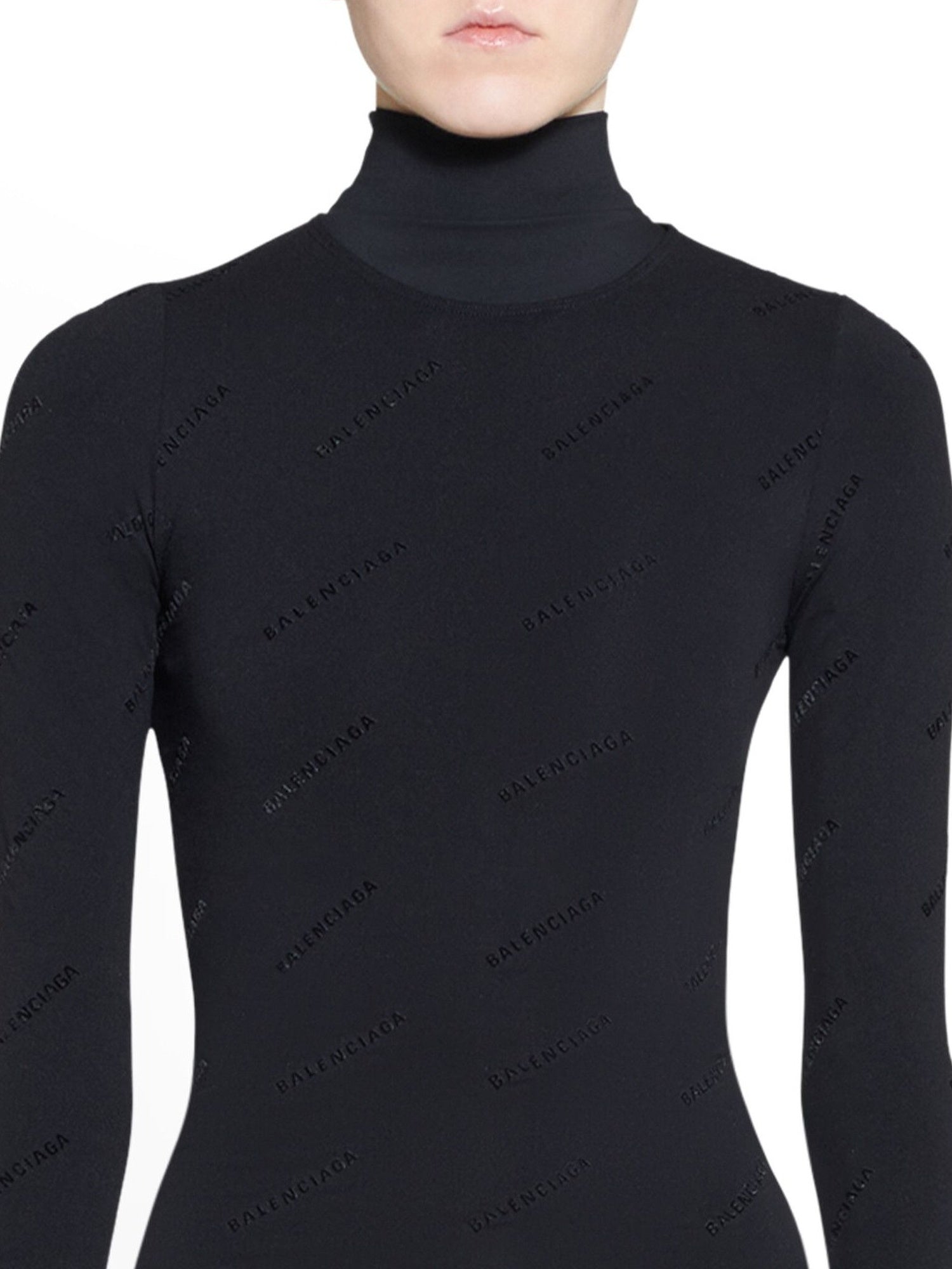 Allover Logo Flock black Top - Black
