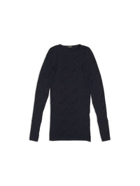 Allover Logo Flock black Top - Black
