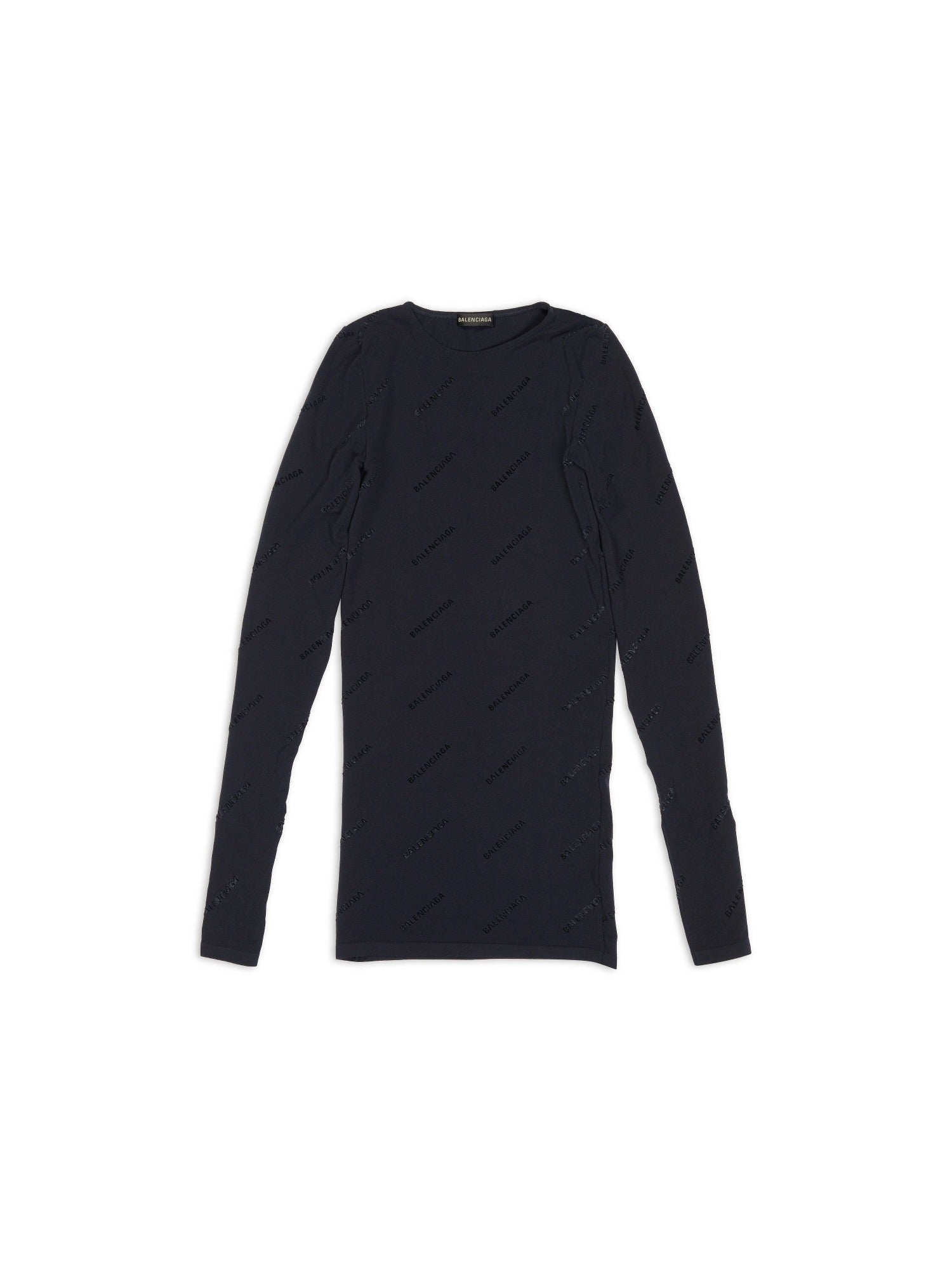 Allover Logo Flock black Top - Black