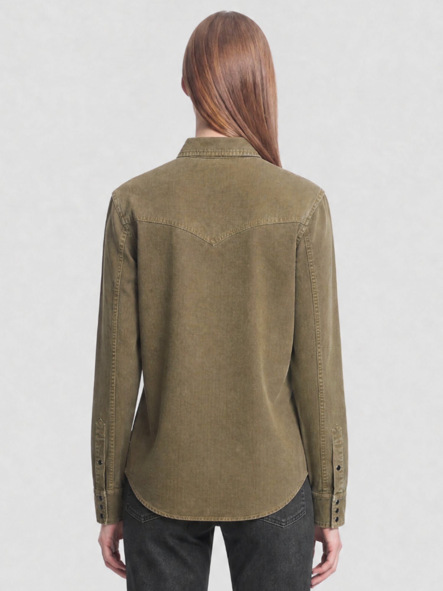 Western khaki dyeing stonewa Shirt - Khaki Dyeing Stonewa