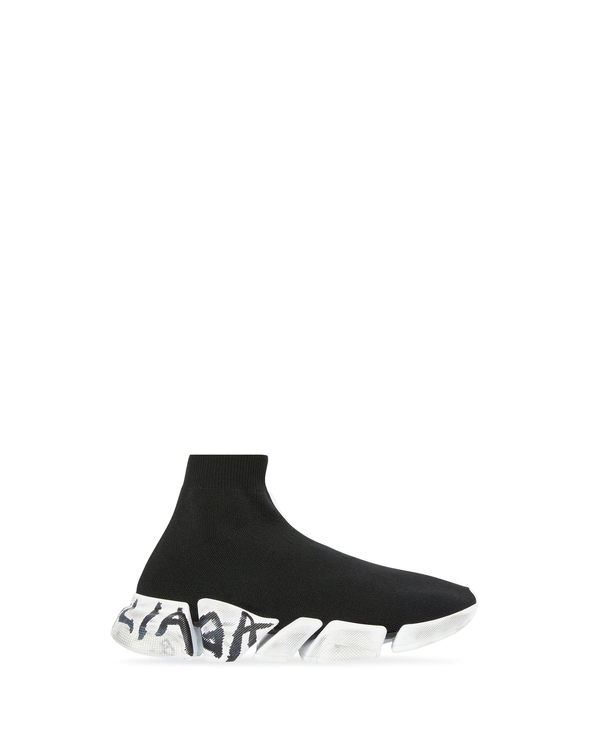 Speed 2. Graffiti Recycled knit Sneakers - Black & White