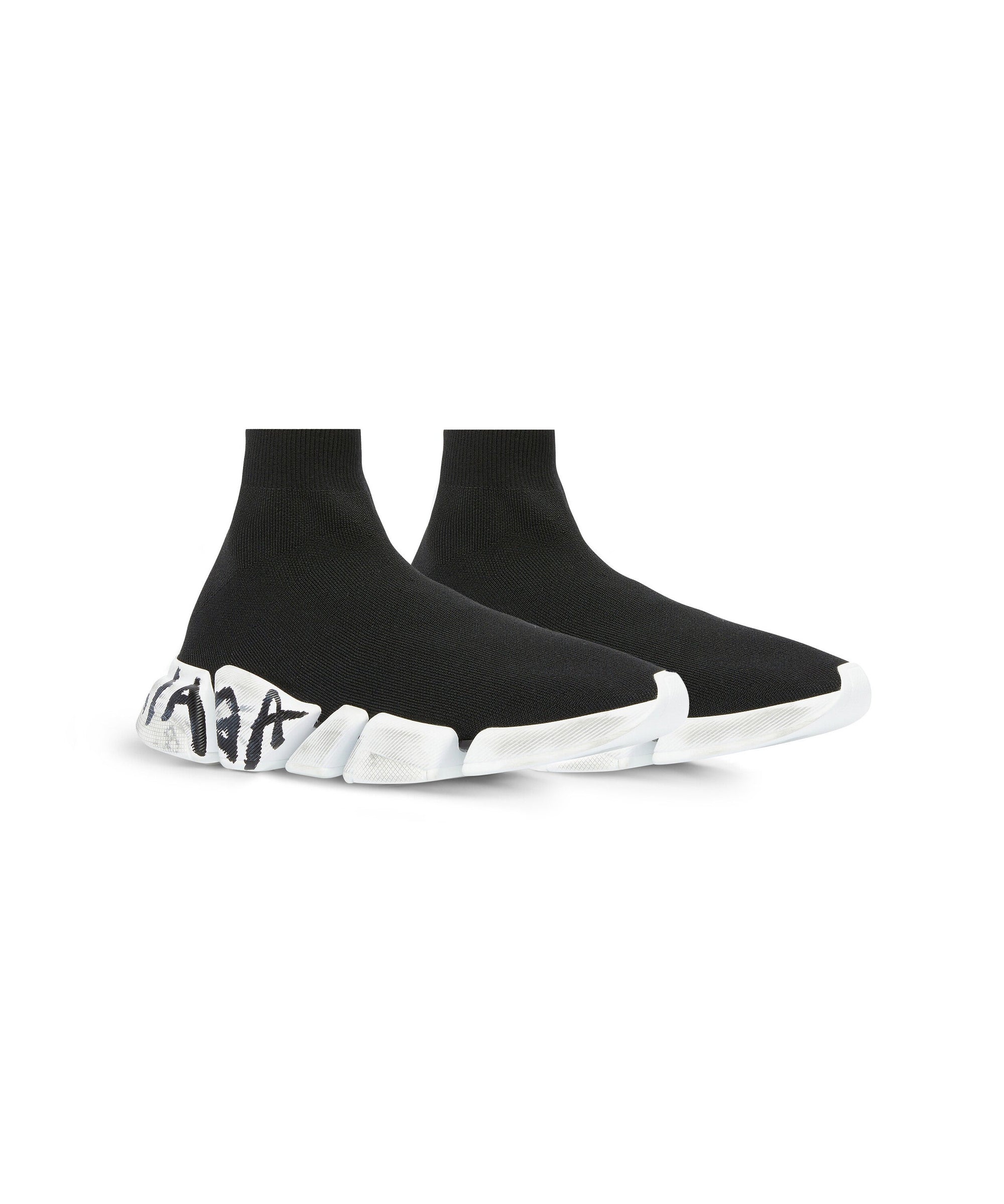 Speed 2. Graffiti Recycled knit Sneakers - Black & White